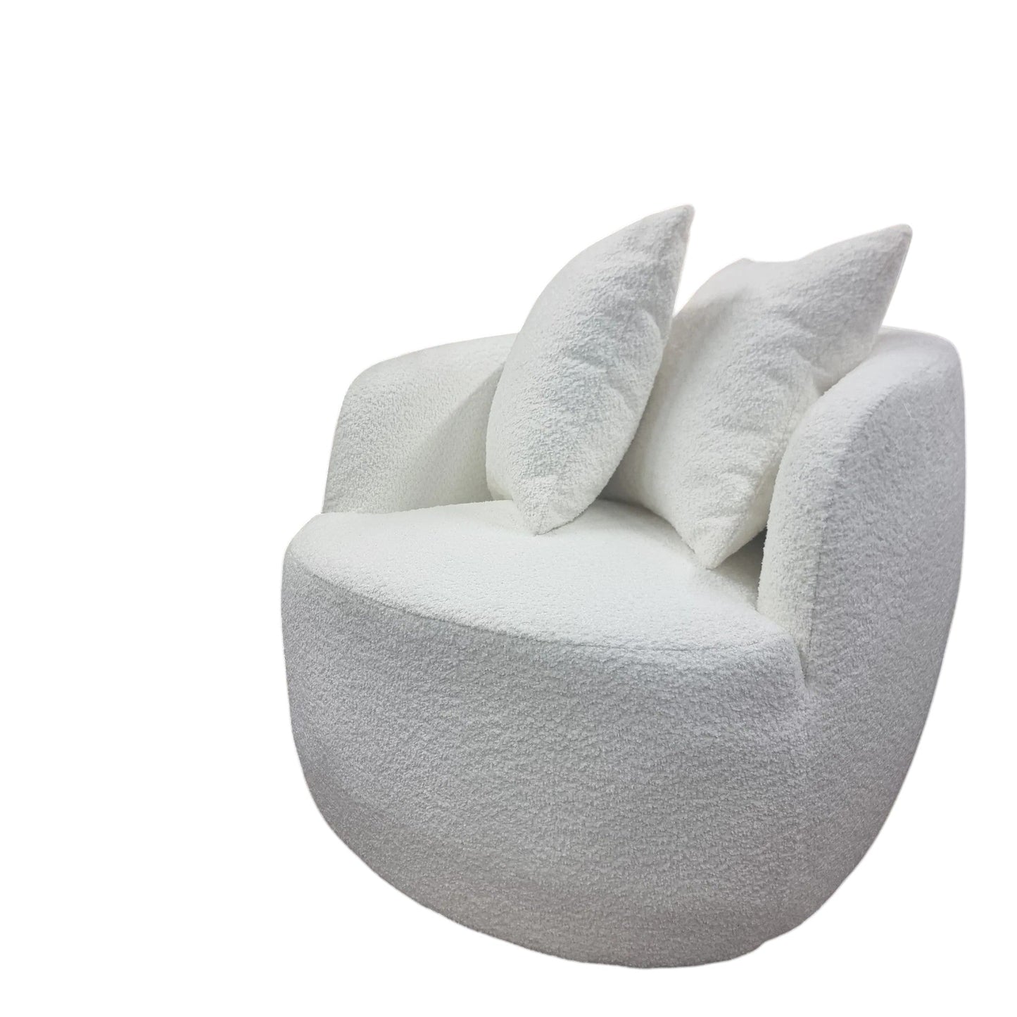Cuddle Accent Armchair In White Boucle Fabric