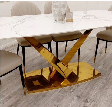 Valeo Gold 1.8 Dining Table with Polar White Sintered Stone Top