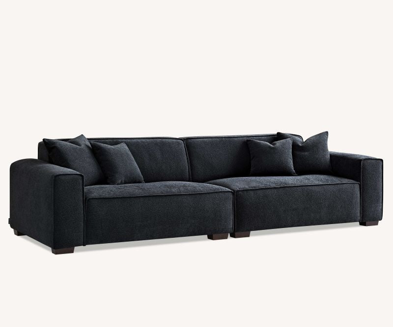 Aluxo Dakota 4 seater with Chaise in Midnight Blue Boucle