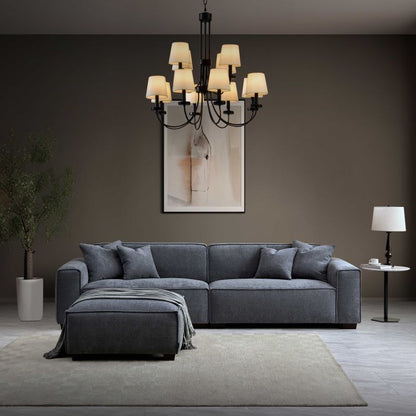Aluxo Dakota 4 seater with Chaise in Charcoal Grey Boucle