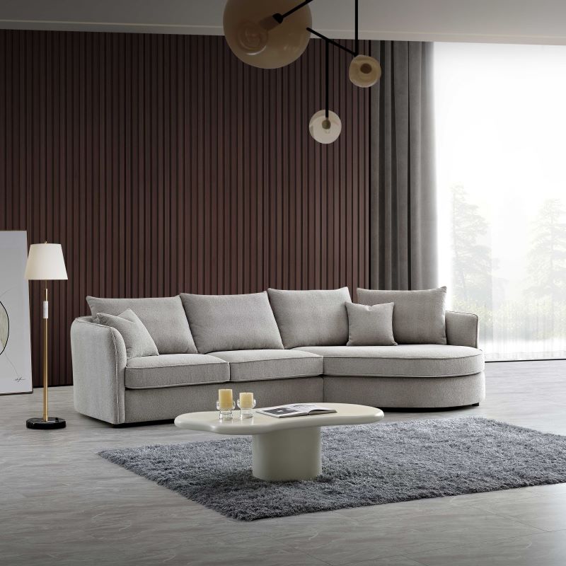 Rubin Corner Chaise In Pebble Taupe Boucle Sofa