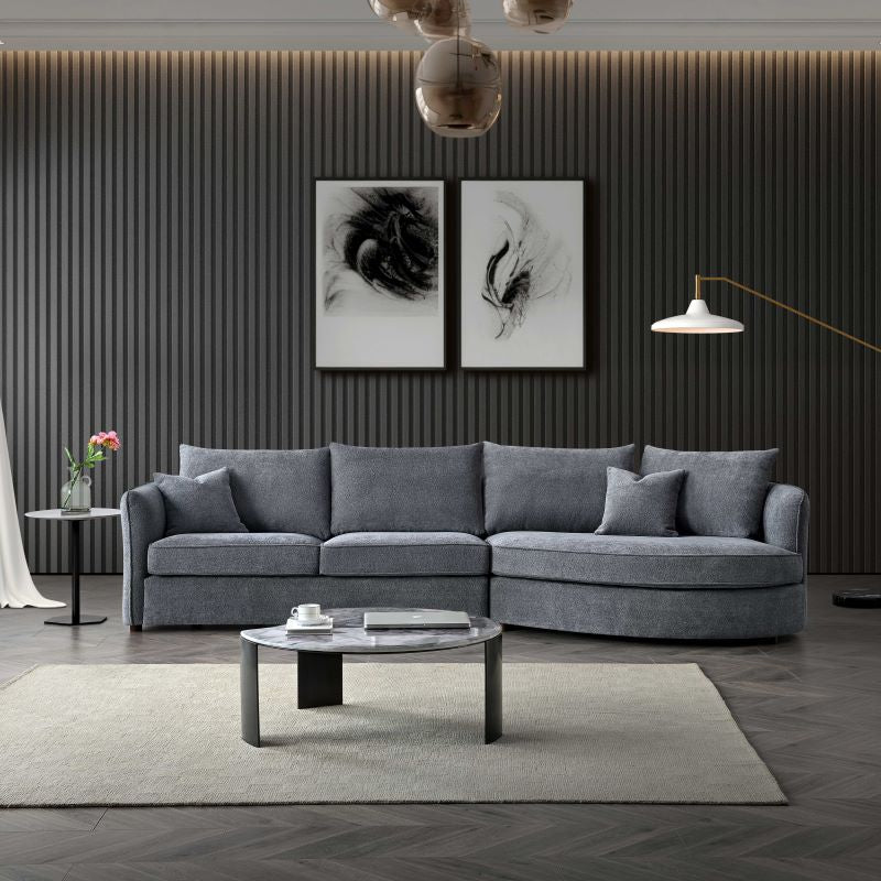 Rubin Corner Chaise In Charcoal Grey Boucle Sofa