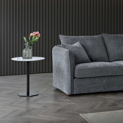 Rubin Corner Chaise In Charcoal Grey Boucle Sofa