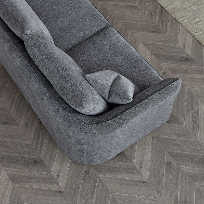 Rubin Corner Chaise In Charcoal Grey Boucle Sofa