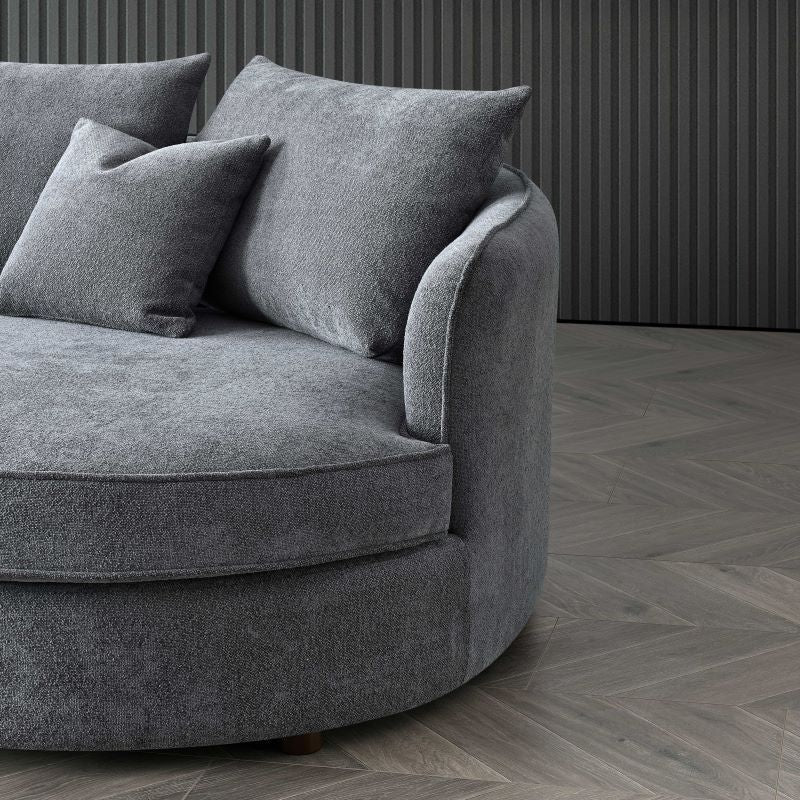 Rubin Corner Chaise In Charcoal Grey Boucle Sofa