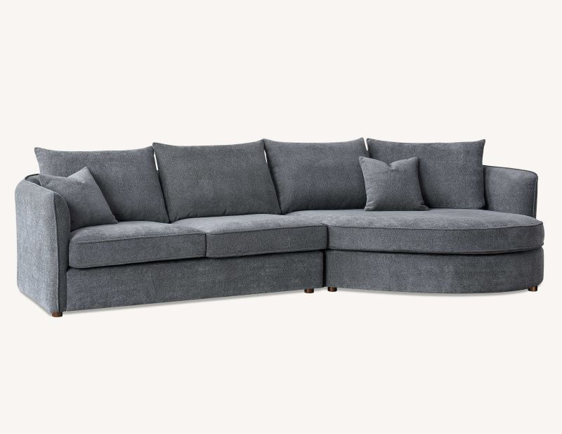 Rubin Corner Chaise In Charcoal Grey Boucle Sofa