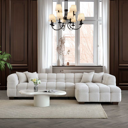 Tribeca Corner Group in Oatmeal Cream Boucle Fabric Sofa