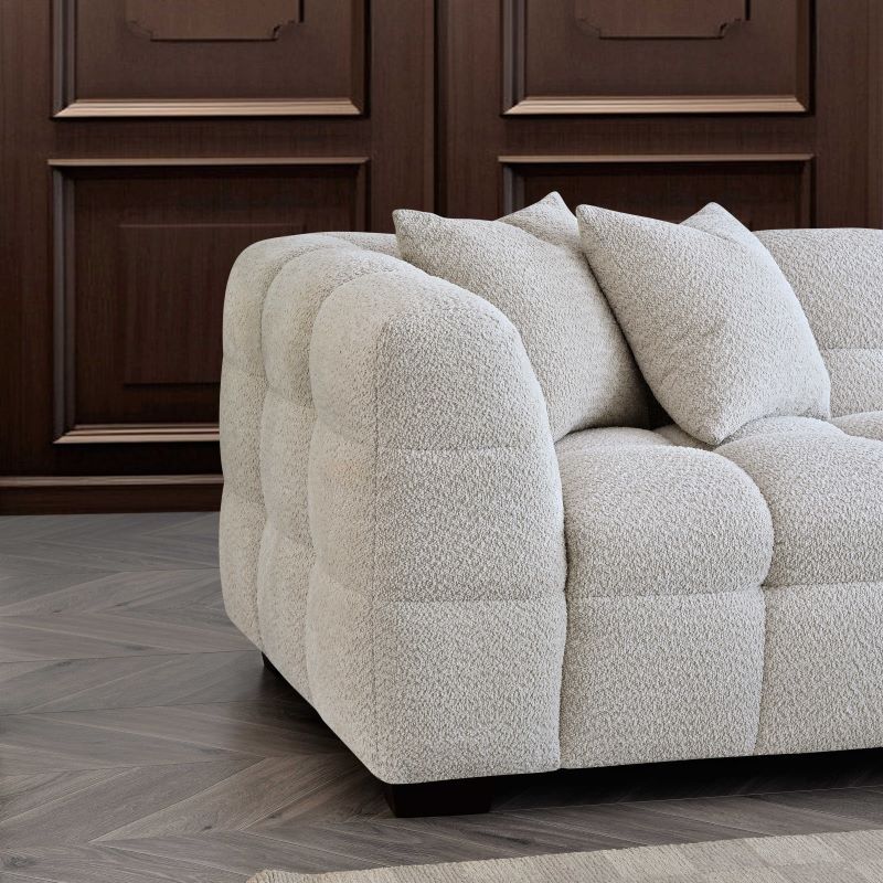 Tribeca Corner Group in Oatmeal Cream Boucle Fabric Sofa