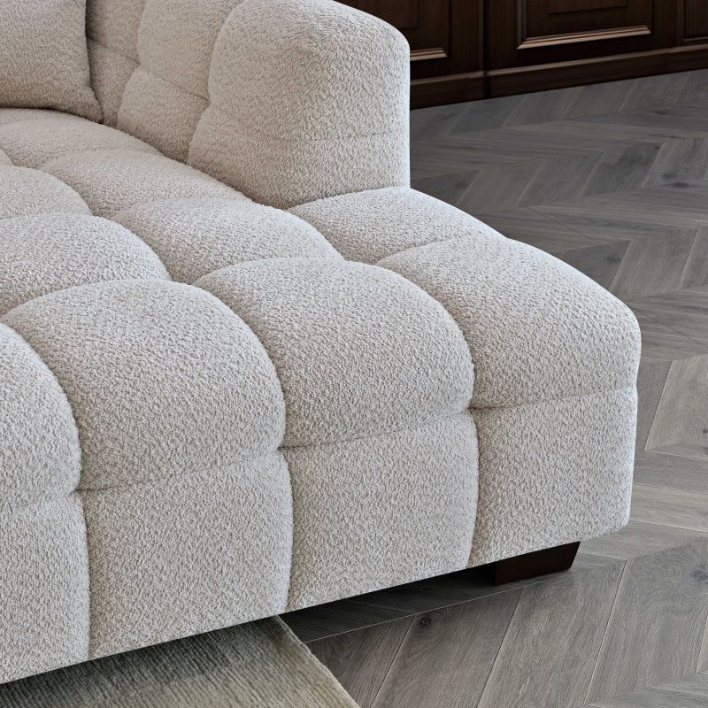 Tribeca Corner Group in Oatmeal Cream Boucle Fabric Sofa