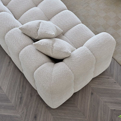 Tribeca Corner Group in Oatmeal Cream Boucle Fabric Sofa