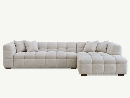 Tribeca Corner Group in Oatmeal Cream Boucle Fabric Sofa