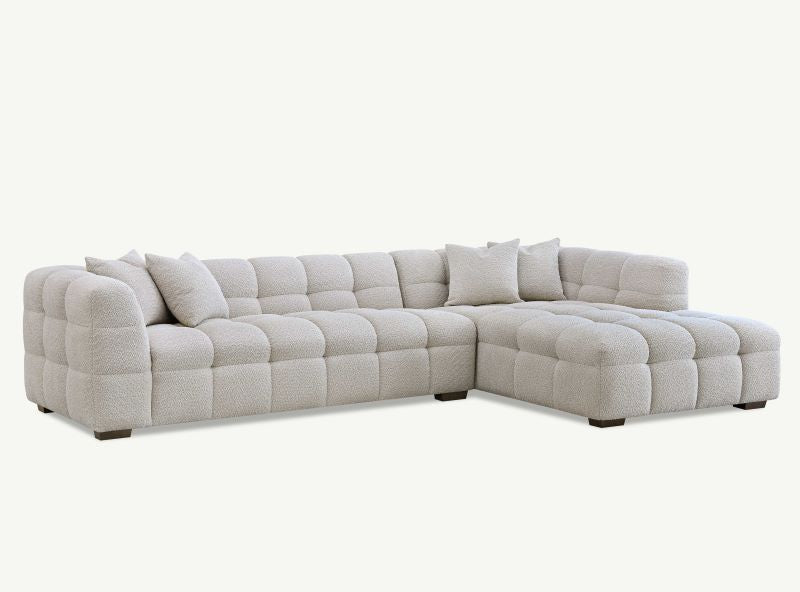 Tribeca Corner Group in Oatmeal Cream Boucle Fabric Sofa