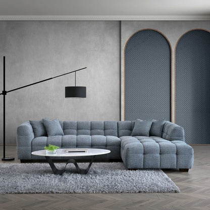 Tribeca Corner Group in Silver/Grey Iron Boucle Fabric Sofa