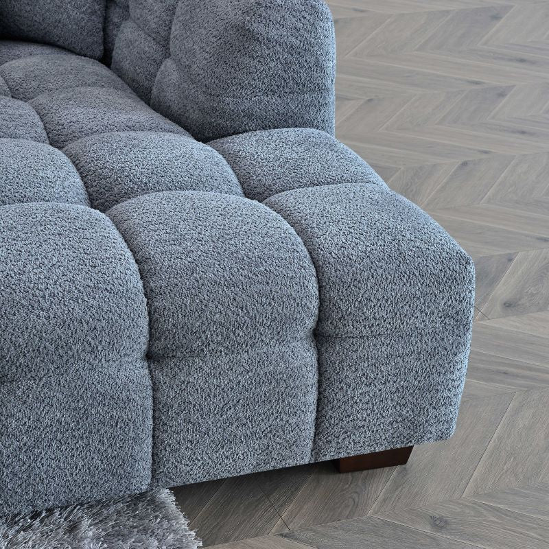 Tribeca Corner Group in Silver/Grey Iron Boucle Fabric Sofa