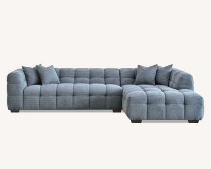 Tribeca Corner Group in Silver/Grey Iron Boucle Fabric Sofa