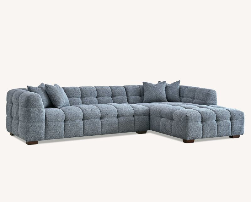 Tribeca Corner Group in Silver/Grey Iron Boucle Fabric Sofa