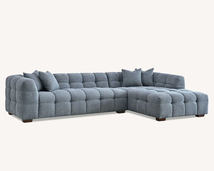 Tribeca Corner Group in Silver/Grey Iron Boucle Fabric Sofa