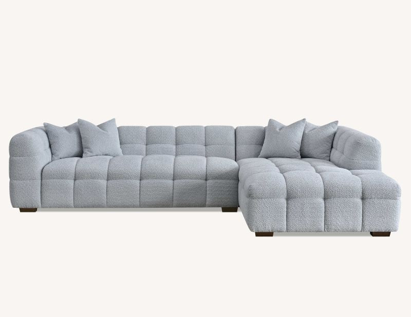 Tribeca Corner Group in Pearl Grey Boucle Fabric Sofa