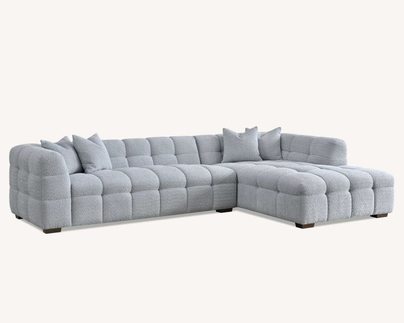 Tribeca Corner Group in Pearl Grey Boucle Fabric Sofa