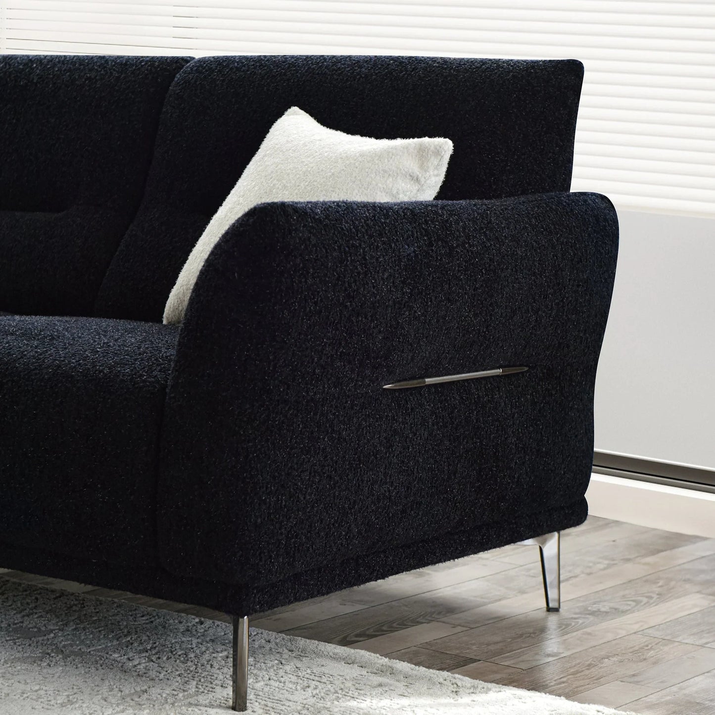 The Albany Luxury Black Boucle Fabric 2 Seater Sofa