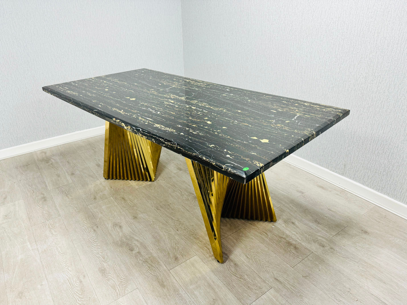 Ravello 180 cm Black & Gold Marble Dining Table