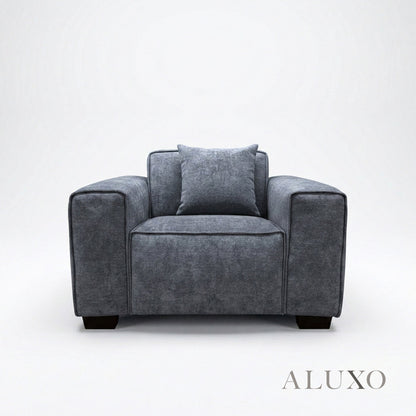 Dakota Armchair – Charcoal Grey Bouclé | Feather-Filled Accent Chair