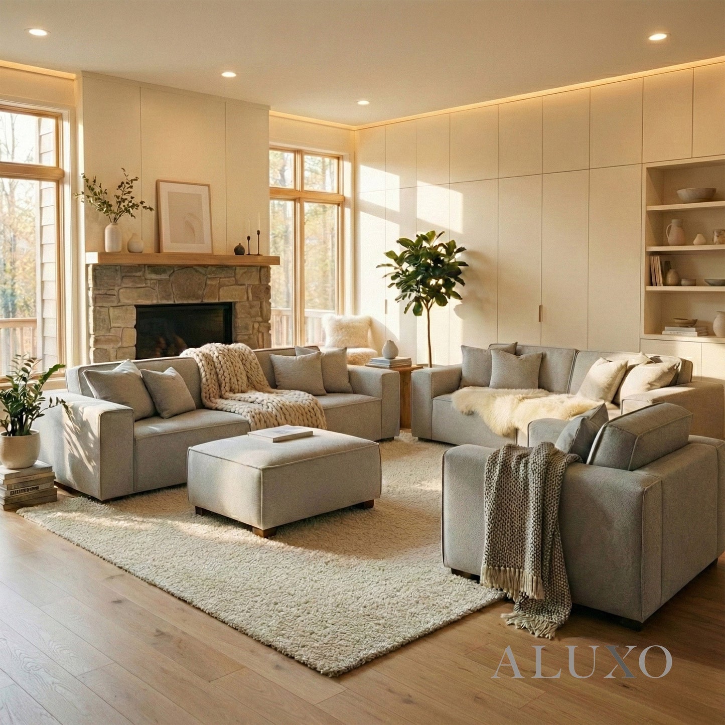 Dakota Armchair – Pebble Grey Bouclé | Feather-Filled Accent Chair