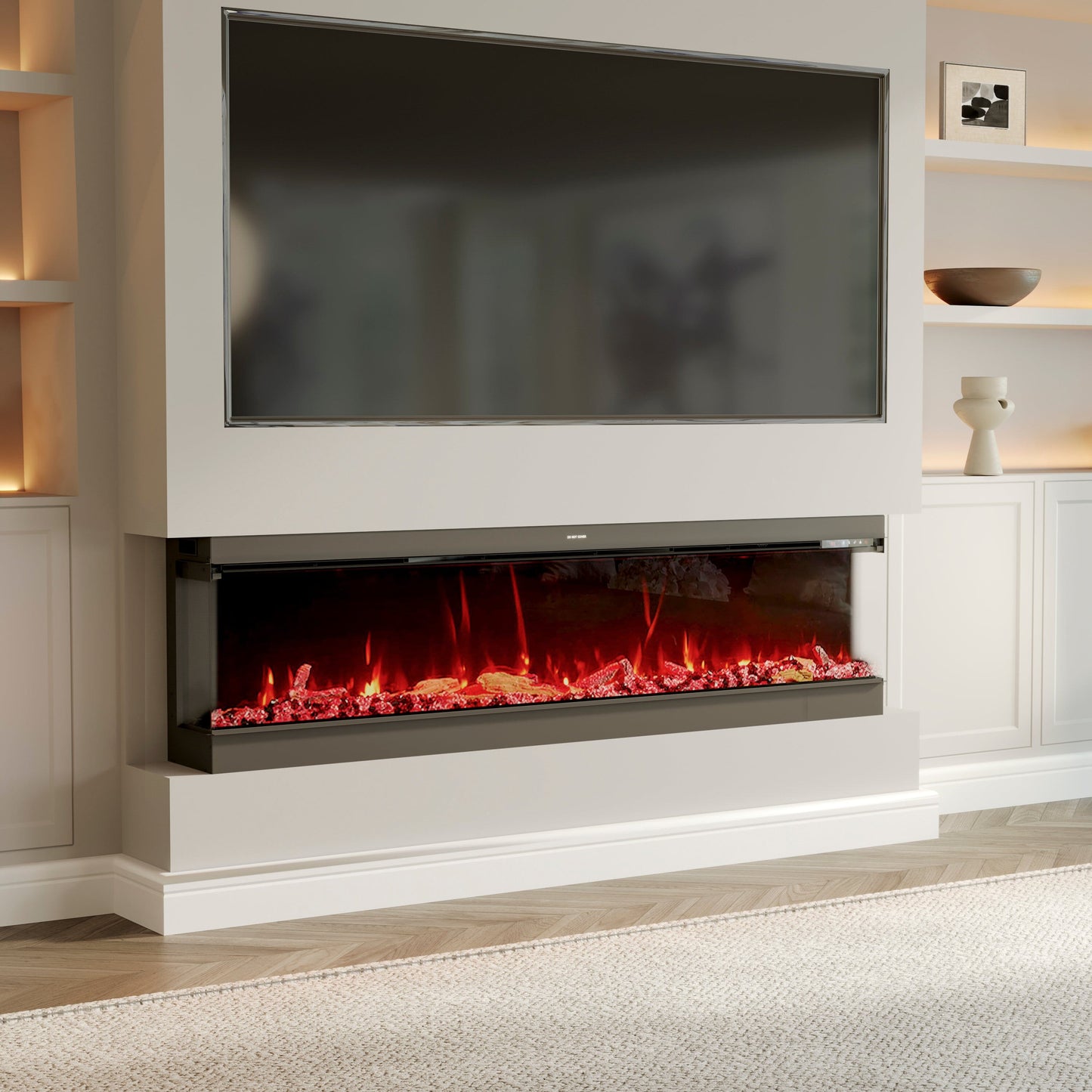 50/60/70/80inch 3-sided Electric Fireplace with Adjustable Color, Temperature and Timing, Controlled by APP Living and Home 