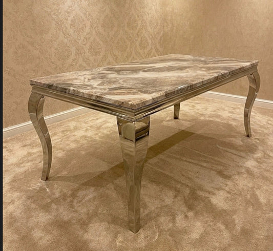 Louise Beige Marble Dining Table | Luxury Marble Dining Furniture