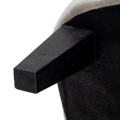 Classic Buttoned Back Linen Armchair with Wooden Legs