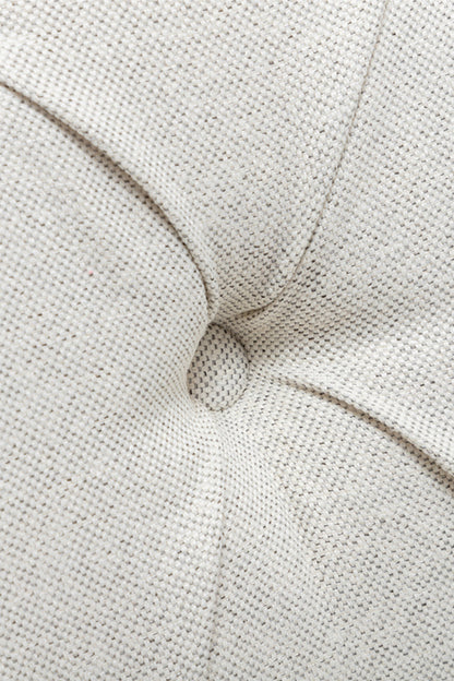 Classic Buttoned Back Linen Armchair with Wooden Legs