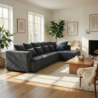 Gramercy Right Hand Facing (RHF) Corner Sofa – Steel Grey Velvet