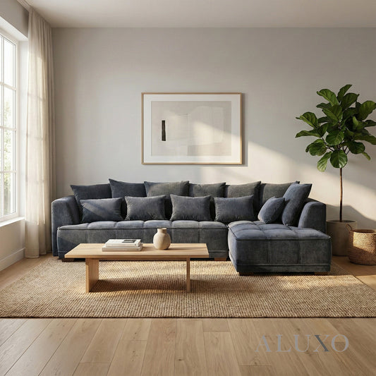 Gramercy Right Hand Facing (RHF) Corner Sofa – Steel Grey Velvet