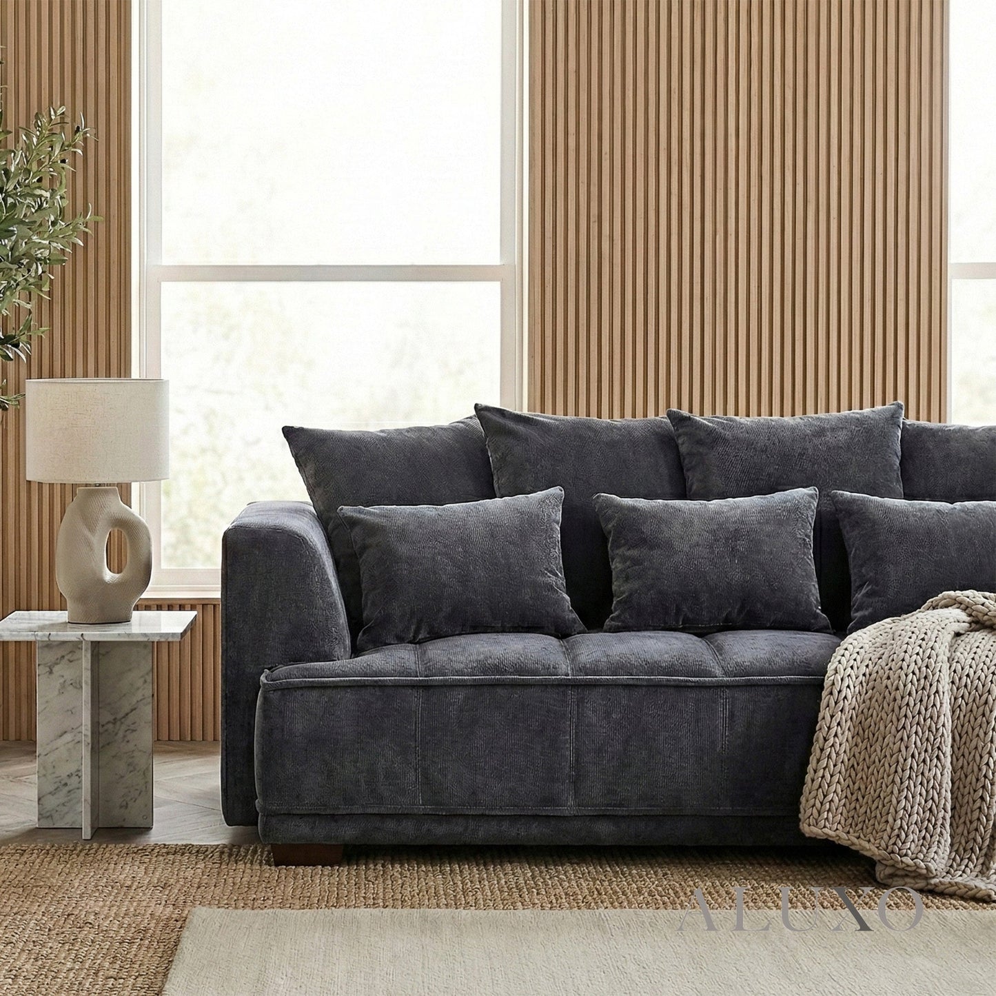 Gramercy Right Hand Facing (RHF) Corner Sofa – Steel Grey Velvet