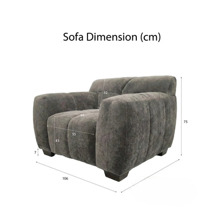 ALUXO Harlem Deep Channel Stitched Armchair In Cocoa Chocolate Grey Mermaid Velvet