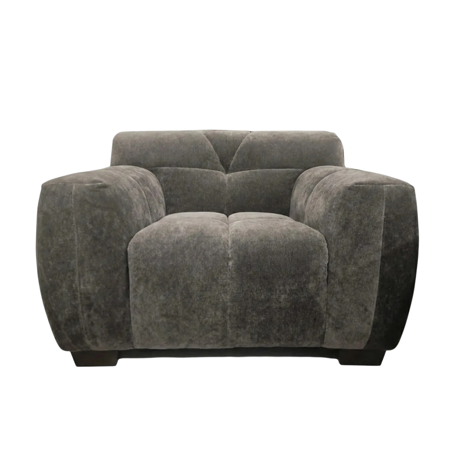 ALUXO Harlem Deep Channel Stitched Armchair In Cocoa Chocolate Grey Mermaid Velvet