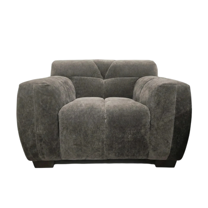 ALUXO Harlem Deep Channel Stitched Armchair In Cocoa Chocolate Grey Mermaid Velvet
