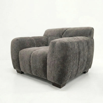ALUXO Harlem Deep Channel Stitched Armchair In Cocoa Chocolate Grey Mermaid Velvet