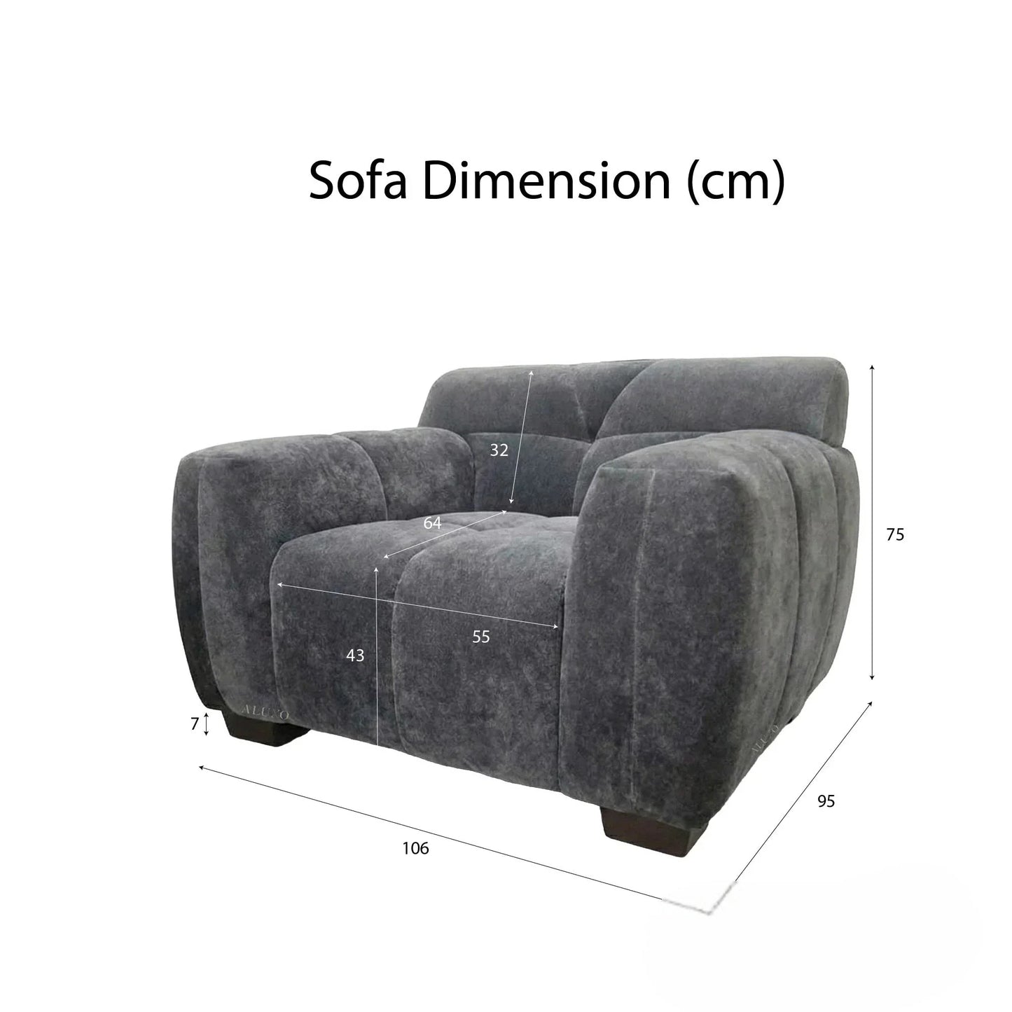 ALUXO Harlem Deep Channel Stitched Armchair In Cocoa Chocolate Grey Mermaid Velvet