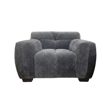 ALUXO Harlem Deep Channel Stitched Armchair In Cocoa Chocolate Grey Mermaid Velvet