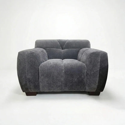 ALUXO Harlem Deep Channel Stitched Armchair In Cocoa Chocolate Grey Mermaid Velvet