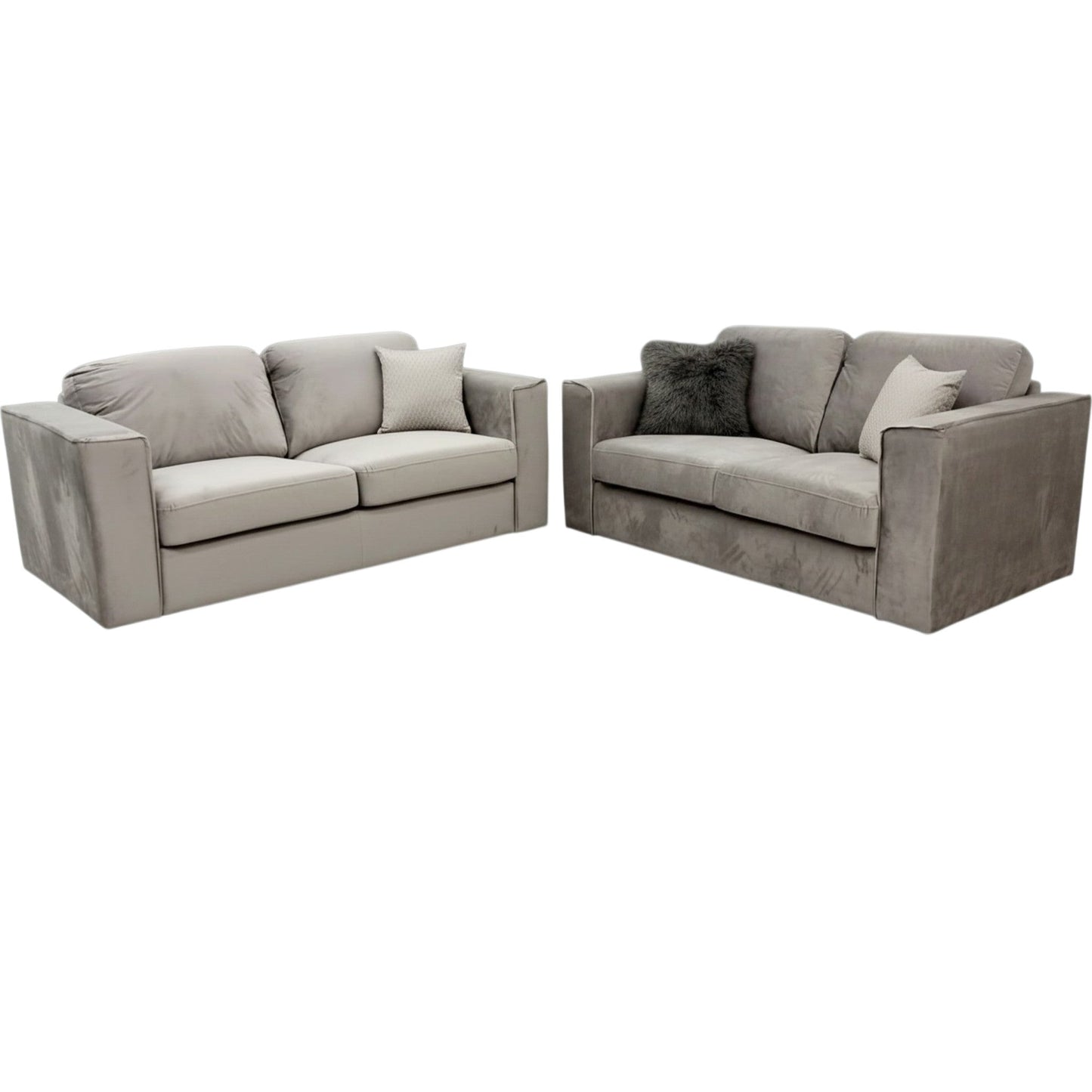 Hudson 3+2 Seater Sofa With Fixed Back Cushion In Ebony Black Velvet Fabric