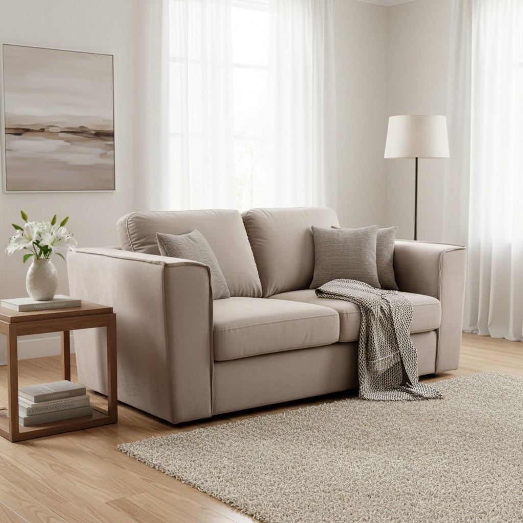 Hudson 3+2 Seater Sofa With Fixed Back Cushion In Steel Grey Velvet