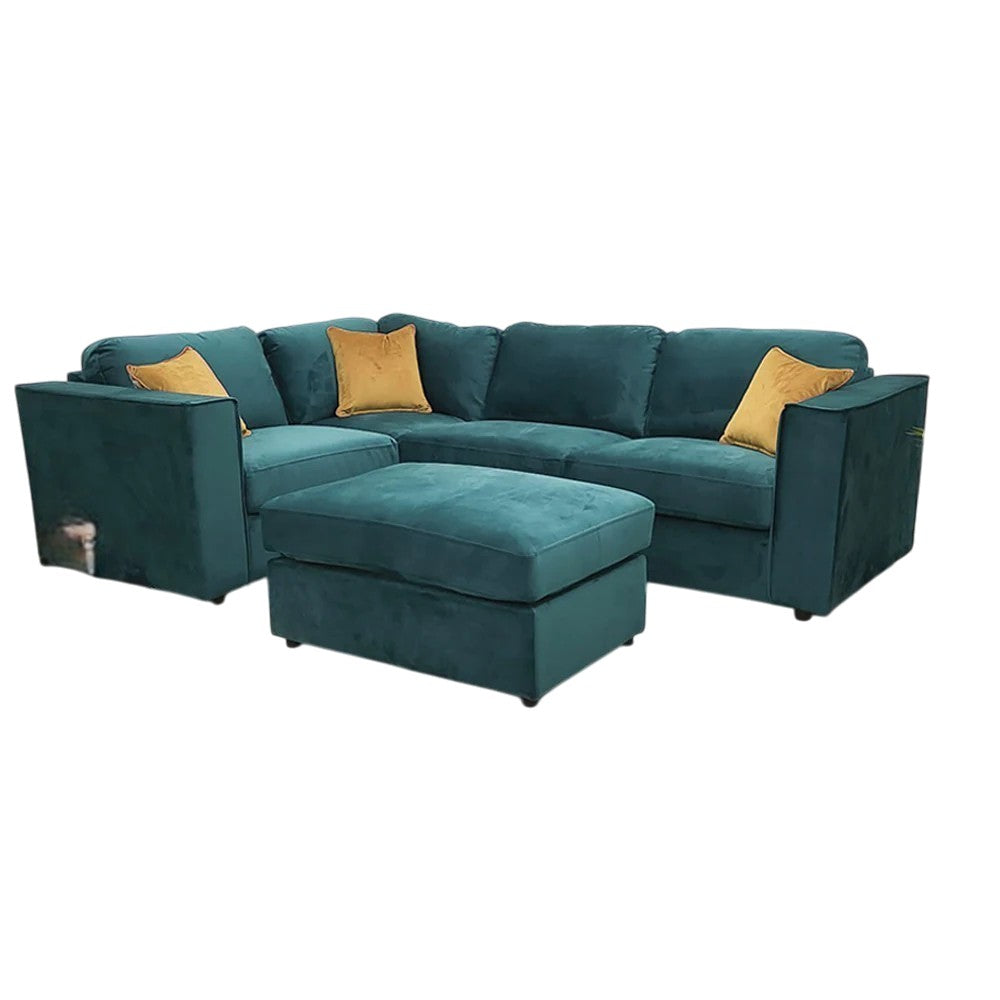 Hudson 4 Piece Corner Sofa With Fixed Full Back In Steel Grey Velvet