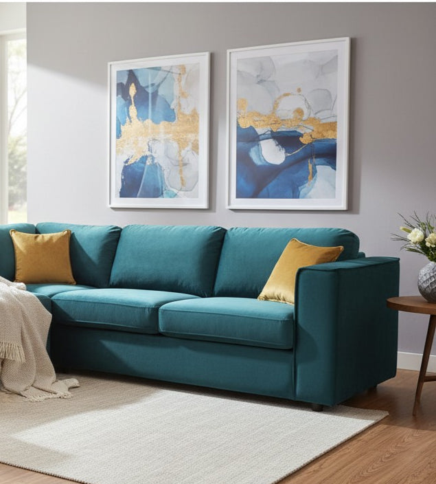 Hudson 4 Piece Corner Sofa With Fixed Full Back In Steel Grey Velvet