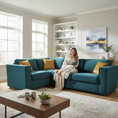 Hudson 4 Piece Corner Sofa With Fixed Full Back In Steel Grey Velvet