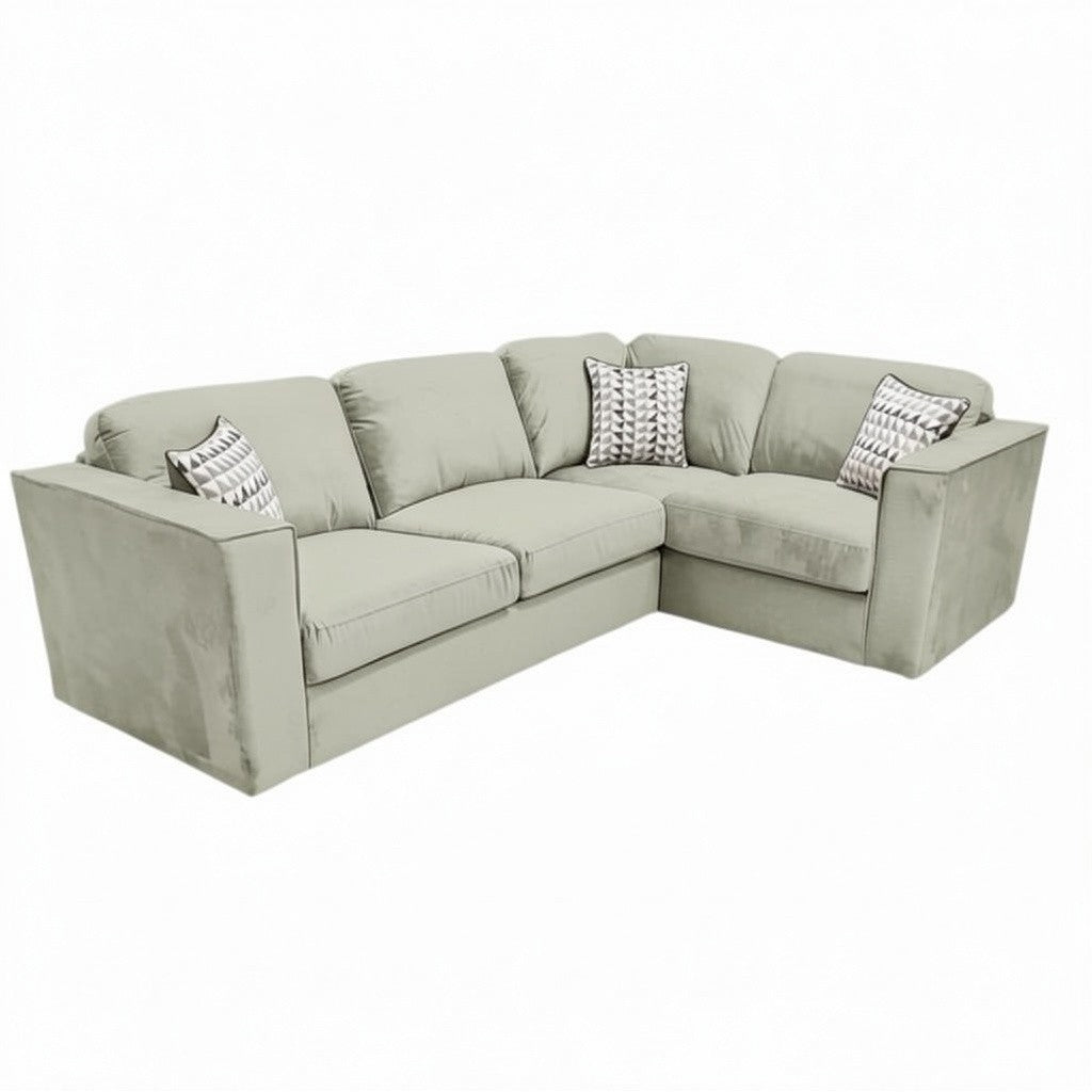Hudson 4 Piece Corner Sofa With Fixed Full Back In Steel Grey Velvet