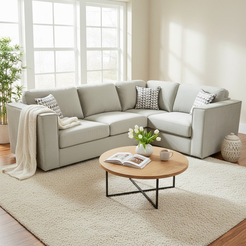 Hudson 4 Piece Corner Sofa With Fixed Full Back In Steel Grey Velvet