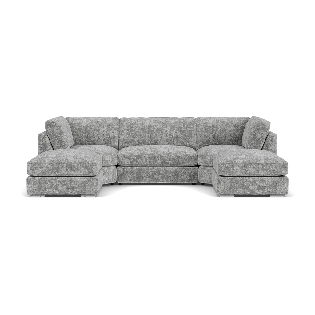 Bishop Fullback Sofa Platinum Fabric U Shape Corner Sofa