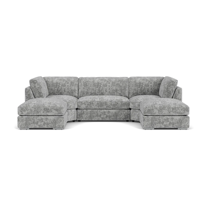 Bishop Fullback Sofa Platinum Fabric U Shape Corner Sofa